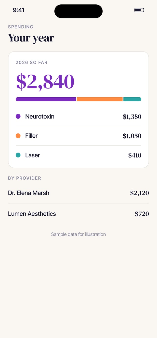 A year of spending, broken down by treatment type and by provider
